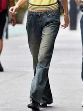 Low Rise Washed Wide Leg Jeans
